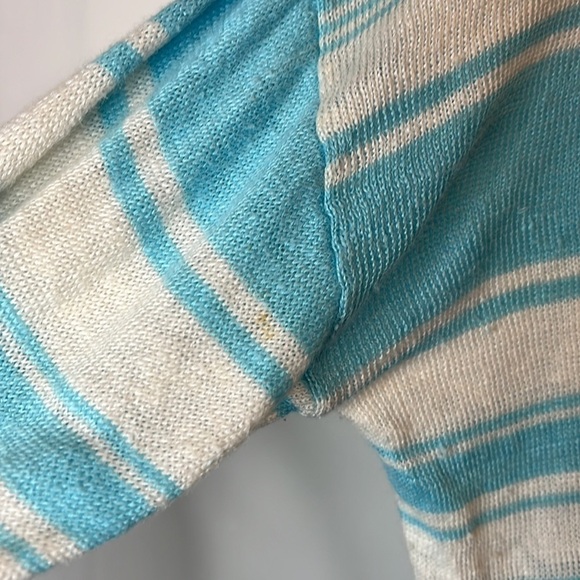 Lilly Pulitzer 100% Linen Alana Sweater in Coconut Row Stripes Aqua Blue Small - Picture 9 of 9
